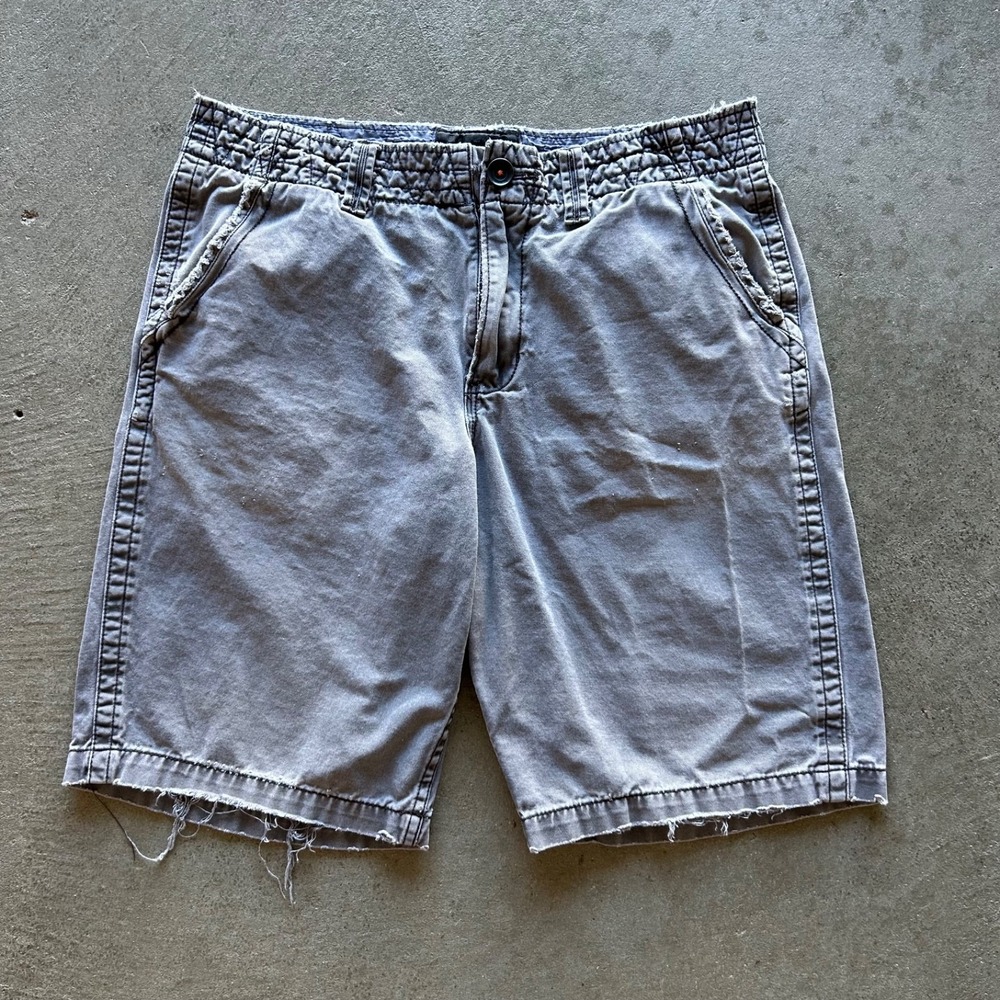 Vintage Quiksilver Shorts Size 33 Faded Gray Distressed Skate Surf 11" Inseam